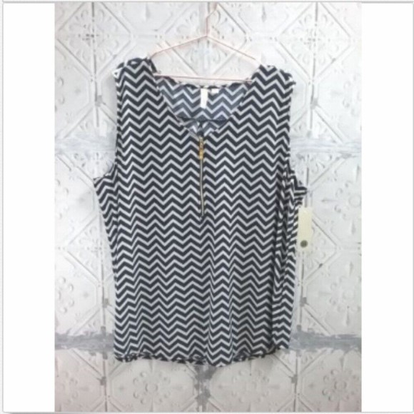 Tacera Tank Top Sleeveless Shirt Navy Blue Chevron Size 3X NWT - Picture 5 of 6